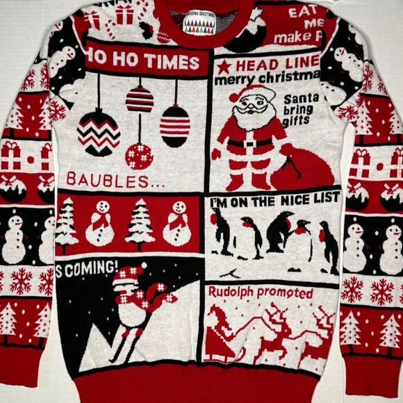 SEASONS GREETINGS Men’s Christmas Sweater Size M (Bx 1) - Picture 3 of 8